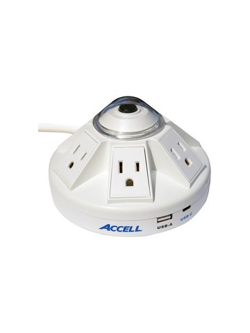 Accell D080B&#45;032K Powramid C Power Center Surge Protector with USB&#45;A and USB&#45;C Charging Station