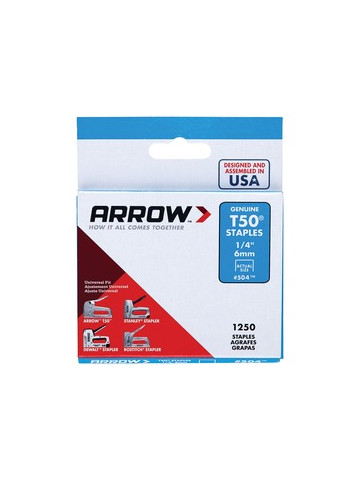 Arrow 50424 T50 Staples 1250 Pack 1/4 in