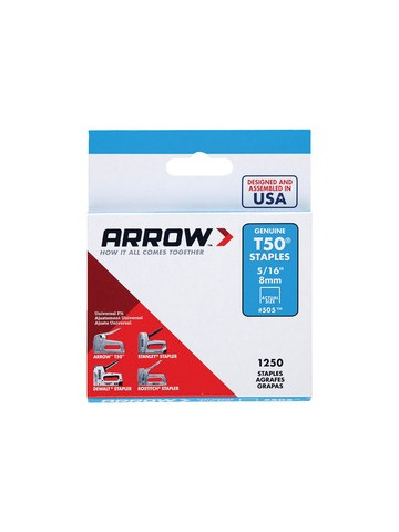Arrow 50524 T50 Staples 1250 Pack 5/16 in