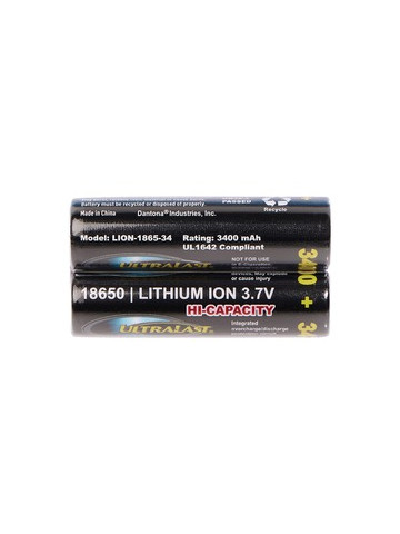 Ultralast UL1865-34-2P 3400 mAh 18650 Retail Blister Carded Batteries 2 Pack
