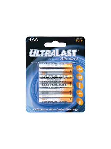 Ultralast ULA4AA AA Alkaline Batteries 4 Pack