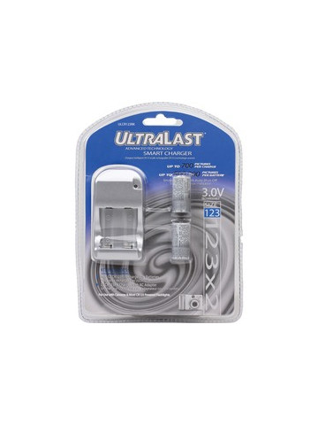 Ultralast ULCR123RK Smart Charger with 2 Rechargeable CR123 Batteries