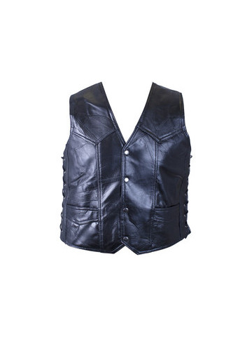 Diamond Plate&#8482; Rock Design Genuine Buffalo Leather Vest