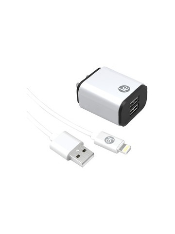 iEssentials IEN-ACL-22A 2.4-Amp Dual USB Wall Charge with Lightning to USB-A Cable 4ft