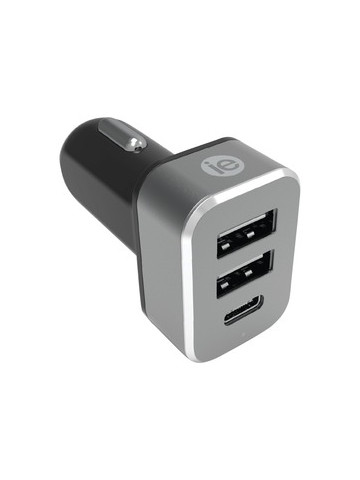 iEssentials IEN-PC42A1C-BK 4.1-Amp Car Charger 2 USB-A & 1 USB-C
