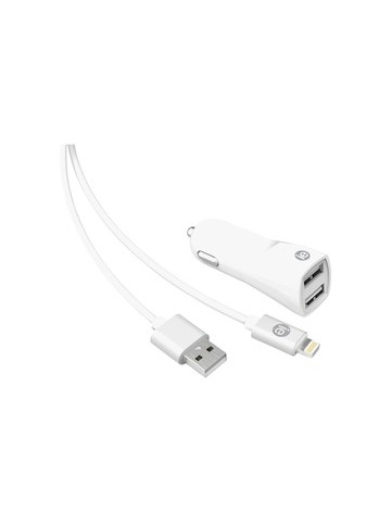 iEssentials IEN-PCL-22A 2.4-Amp Dual-USB Car Charger with USB-A Lightning Cable 4ft