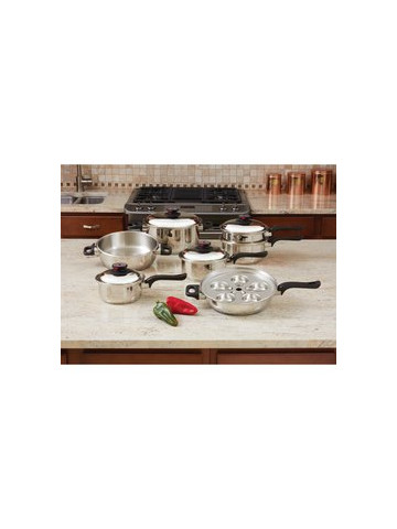 World&#39;s Finest 7&#45;Ply Steam Control 17pc T304 Stainless Steel Cookware Set