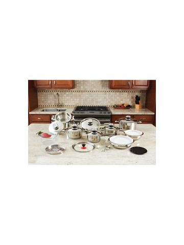 28pc 12&#45;Element High&#45;Quality&#44; Heavy&#45;Gauge Stainless Steel Cookware Set