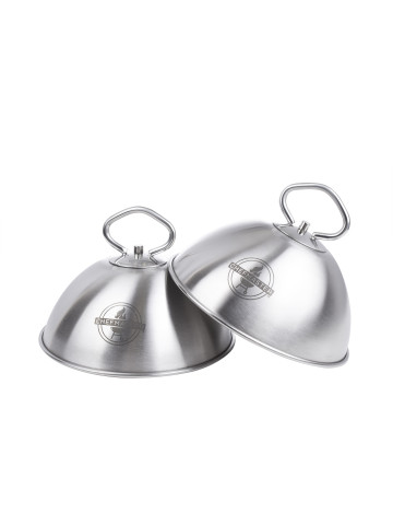 Chefmaster&#8482; 2pc 6&#34; Grill Dome Cover Set &#45; Stainless Steel with Handle&#46;