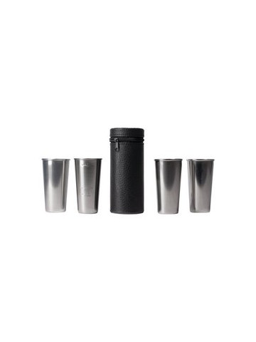 Stainless Steel 4pc Double&#45;Shot Sized Shot Glass Set w/Carry Case