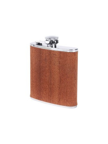 Maxam 6oz Stainless Steel Flask with Real Sapele Wood Wrap