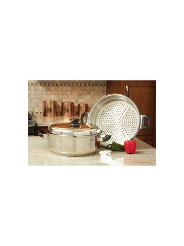 Precise Heat T304 Stainless Steel Oversized Skillet&#44; Steamer and Cover Frying Pan