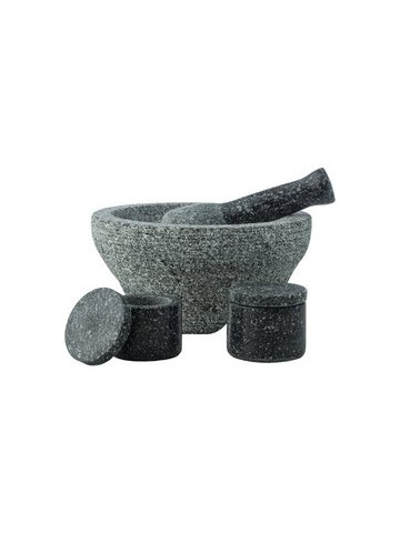 HealthSmart 4pc Granite Molcajete Set Mortar & Pestle