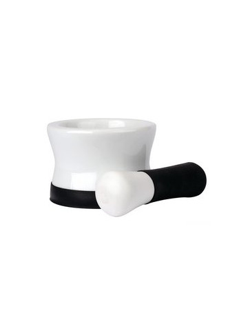 HEALTHSMART Porcelain Mortar and Pestle with Black Silicone Base