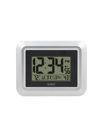 La Crosse Technology 513&#45;1918S&#45;INT Atomic Digital Wall Clock with Indoor/Outdoor Temperature