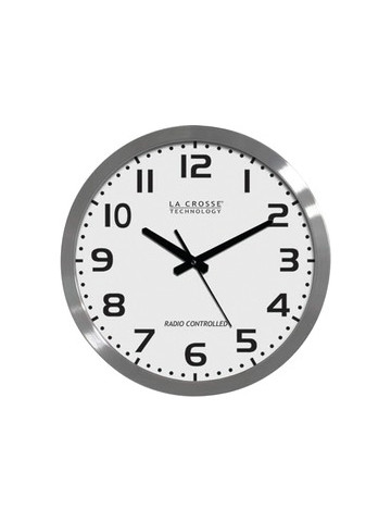 La Crosse Technology WT&#45;3161WH 16 in Brushed&#45;Metal Atomic Wall Clock