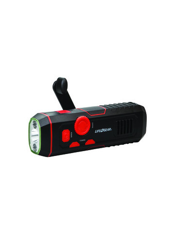 Life&#43;Gear LG38&#45;60675&#45;RED 120&#45;Lumen Stormproof USB Crank Flashlight & Radio