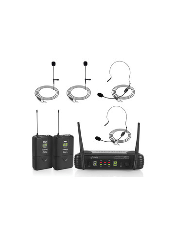 Pyle Pro PDWM3400 Premier Series Professional UHF Wireless Microphone System with 2 Body Packa 2 Lavaliera and