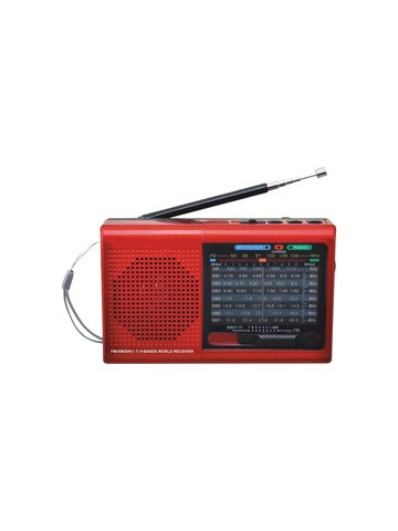 Supersonic SC&#45;1080BT&#45; RED 9&#45;Band Rechargeable Bluetooth Radio with USB/SD Card Input