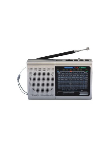 Supersonic SC&#45;1080BT&#45; SLV 9&#45;Band Rechargeable Bluetooth Radio with USB/SD Card Input