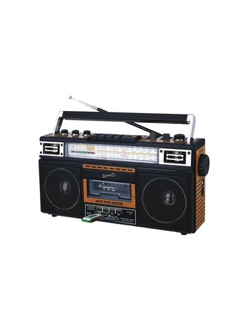 Supersonic SC&#45;3201BT&#45;WD Retro 4&#45;Band Radio and Cassette Player with Bluetooth Wood