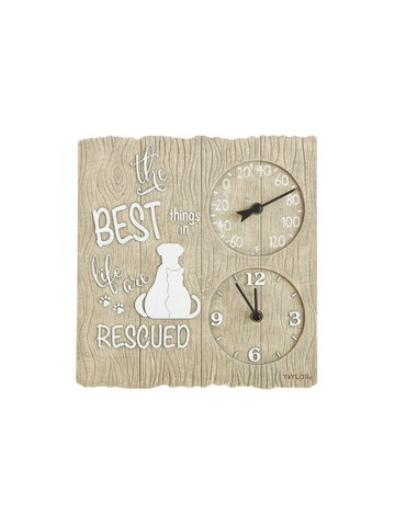 Taylor Precision Products 5265975 14&#45;Inch Clock with Thermometer Pet Rescue