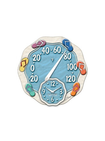Taylor Precision Products 91620T 12-Inch Sandals Thermometer with Clock