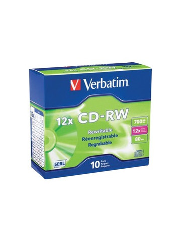 Verbatim 95156 700MB 80-Minute 4x-12x High-Speed Branded CD-RWs 10 Pack