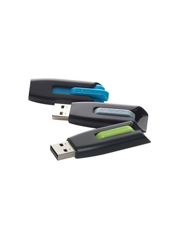 Verbatim 99126 Store 'n' Go V3 USB 3.0 Flash Drive 16GB 3-Pack Blue/Gray/Green
